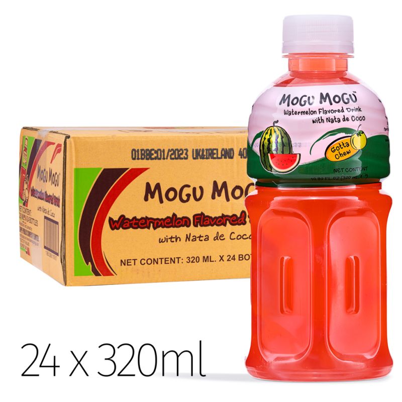 Mogu Mogu Watermelon Flavored Drink With Nata De Coco (320ml x 24 bottles)