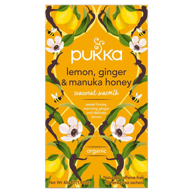 Pukka Lemon Ginger & Manuka Honey, Organic Herbal Tea Bags, 20 Sachets
