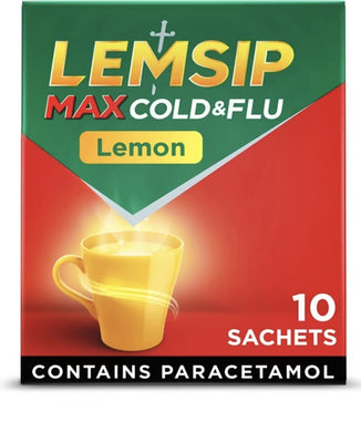 Lemsip Max Cold & Flu Lemon Sachets Paracetamol 10 Pack
