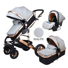 Babyfond High Landscape Baby Stroller 3 in 1 Carriage Pu Leather Aluminum Alloy Frame Pram EU Stand Baby Stroller with Comform