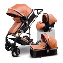 Babyfond High Landscape Baby Stroller 3 in 1 Carriage Pu Leather Aluminum Alloy Frame Pram EU Stand Baby Stroller with Comform