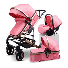 Babyfond High Landscape Baby Stroller 3 in 1 Carriage Pu Leather Aluminum Alloy Frame Pram EU Stand Baby Stroller with Comform