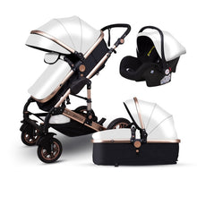 Babyfond High Landscape Baby Stroller 3 in 1 Carriage Pu Leather Aluminum Alloy Frame Pram EU Stand Baby Stroller with Comform