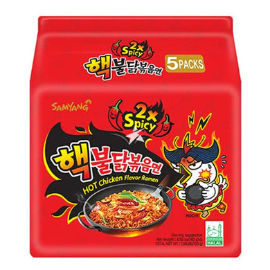 Samyang Buldak Hot Chicken Flavour Ramen - Double Spicy 140g (Pack Of 5)