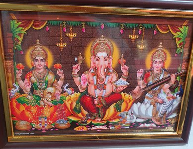 Laxmi Mata / Ganesha , Saraswoti  God Photo Frame 8x10  inch for Dipawali