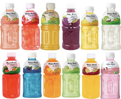 Mogu Mogu Flavored Drinks 12 Pack With 6 Assorted Flavours 320ml - Nata De Coco Juice - Jelly Texture - Refreshing Taste - Fun Drinking During Hot Summers Or Take Them On Trip & Picnics