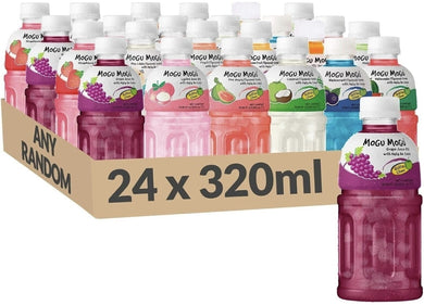 Mogu Mogu Flavored Drinks 24 Pack With 6 Assorted Flavours 320ml - Nata De Coco Juice - Jelly Texture - Refreshing Taste - Fun Drinking During Hot Summers Or Take Them On Trip & Picnics