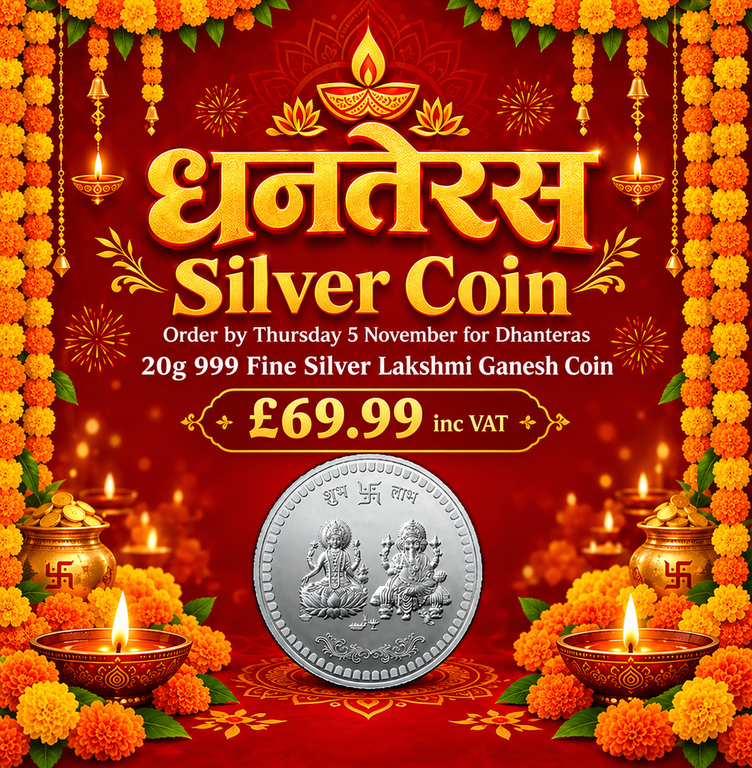 Dhanteras Diwali Ganesh & Lakshmi 20g Silver Coin