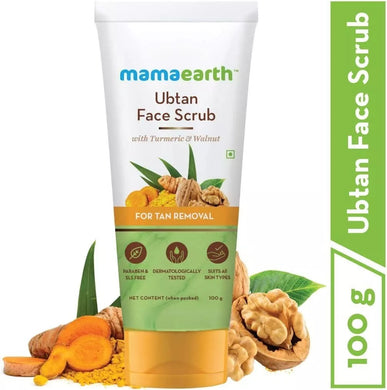 Mamaearth Ubtan Face Scrub with Turmeric & Walnut for Tan Removal - 100 gm