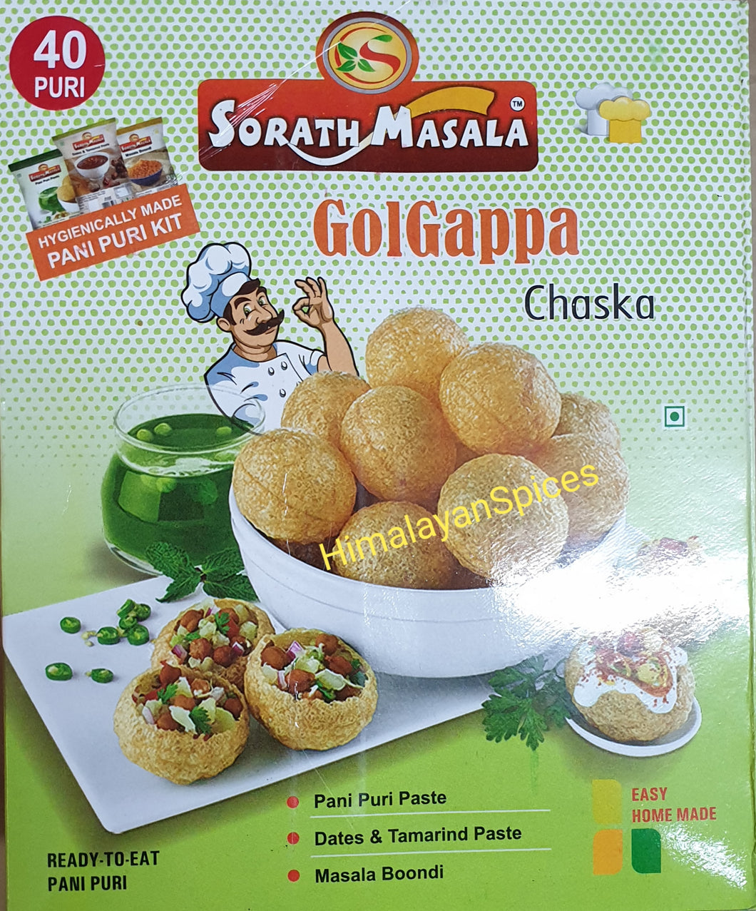 Sorath Masala GolGappa Chaska Panipuri (40 Puri) Ready Eat

Pani  Puri Kit