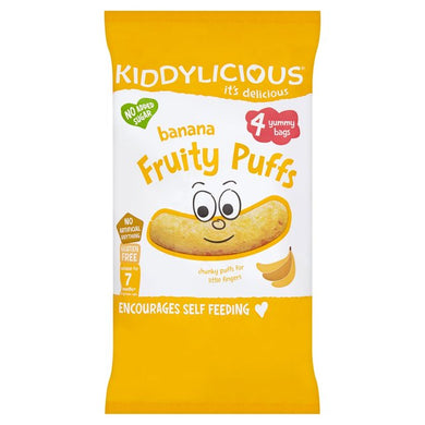 Kiddylicious Banana Fruity Puffs Yummy Bags x 4 40g