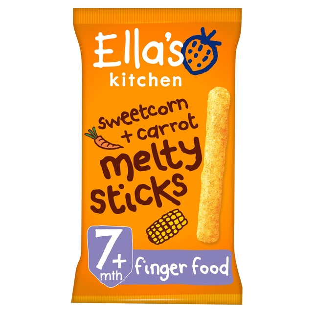 Ella's Kitchen Sweetcorn and Carrot Melty Sticks Baby Snack 7+ Months 17g
