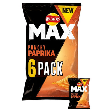 Walkers Max Punchy Paprika Multipack Crisps 6 x 27g