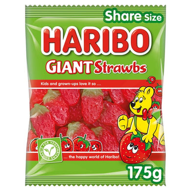 Haribo Giant Strawbs Vegetarian Sweets Share Bag 175g