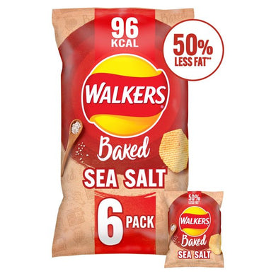 Walkers Baked Crisps Sea Salt 6 x 22g