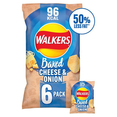 Walkers Baked Crisps Cheese & Onion 6 x 22g