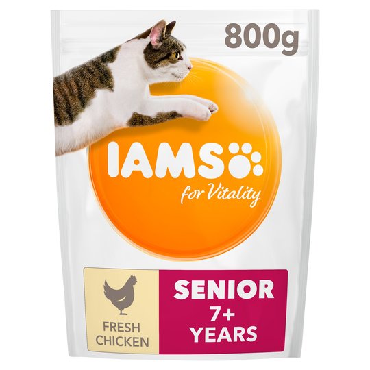 Iams Cat Food Senior With Chicken 800G