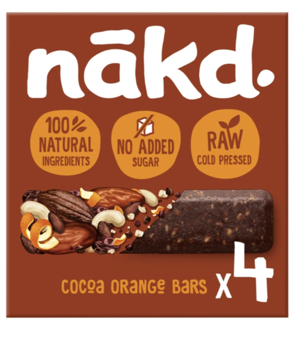 Nakd Cocoa Orange Bars 4 Pack 140G