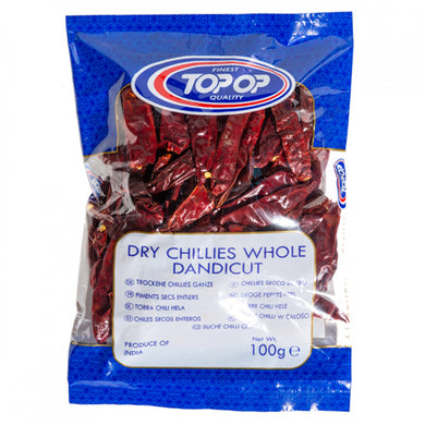 TOPOP DRY WHOLE CHILLI (STEM LESS) 100g