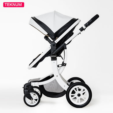 Free shipping Teknum 2 In 1 stroller High Landscape Baby Stroller X Design newborn pram Six Free Gift 0-3 year Leather baby Pram