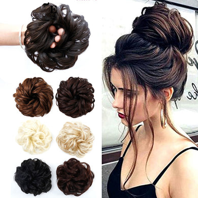 AOSIWIG Synthetic Chignon With Rubber Band Brown Blonde Women Curly Chignon Hair Clip In Hairpiece Bun Drawstring