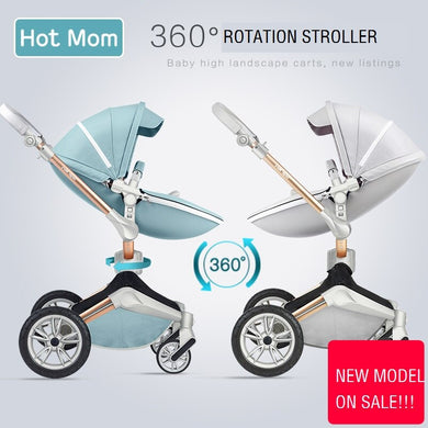 Hotmom high landscape 360 degree rotation, PU Leather baby stroller,kinderwagen European standard,newborn Pram ,baby cart