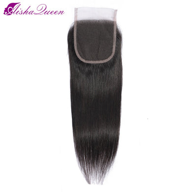 Aisha Queen 4*4 Lace Closure Free/Middle/Three Part Swiss Lace Medium Brown Lace Color Closures Non-Remy Brazilian Hair