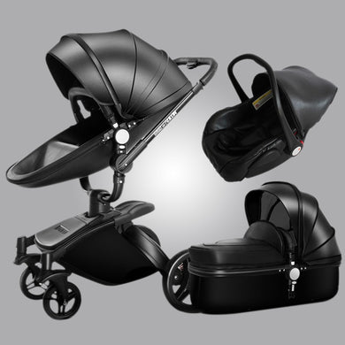Aulon baby stroller 3 in 1  baby stroller pu leather can sit and lie four seasons winter free shipping worldwide