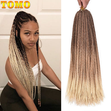 TOMO Ombre Crochet Hair Box Braids 24Inch Long Rainbow Pink Braiding Hair 22Strands Synthetic Crochet Hair for African Braids