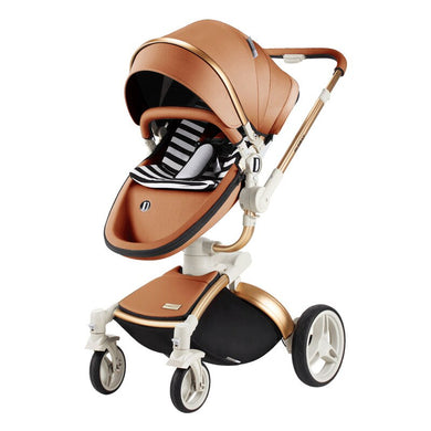 High Landscape Upgrade Leather Aluminum Cart Fournwheel Baby Stroller Shock Absorber Travel Stroller  baby carriage 0-4Y