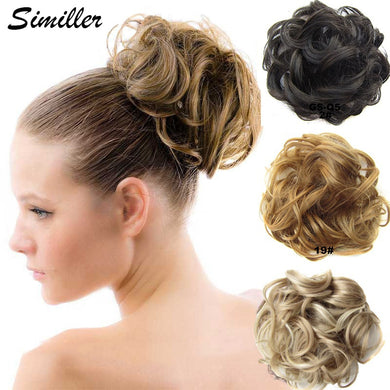 Similler Synthetic Hair Bun Chignon Ladies Ponytail Hair Extension Scrunchie Elastic Wave Curly Hairpieces Scrunchie Wrap