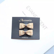 MIXIU 2pcs/set Solid Plaid Striped Bow Hair Clips+Little Girl Boutique Bowknot Elastic Hair Bands For Kids Baby Hair Accessories