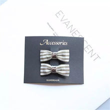 MIXIU 2pcs/set Solid Plaid Striped Bow Hair Clips+Little Girl Boutique Bowknot Elastic Hair Bands For Kids Baby Hair Accessories