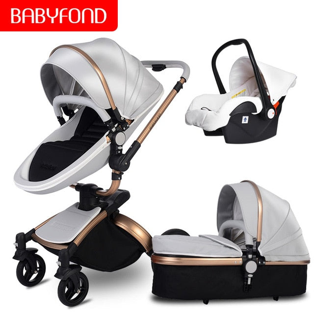 Aulon baby stroller 3 in 1 with car seat high view pram for hot sale newborns folding 360 degree rotation