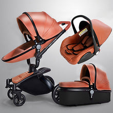 Aulon baby stroller 3 in 1  baby stroller pu leather can sit and lie four seasons winter free shipping worldwide