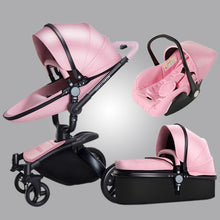 Aulon baby stroller 3 in 1  baby stroller pu leather can sit and lie four seasons winter free shipping worldwide