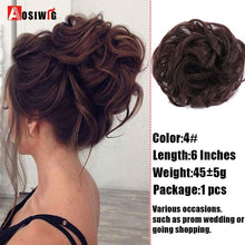AOSIWIG Synthetic Chignon With Rubber Band Brown Blonde Women Curly Chignon Hair Clip In Hairpiece Bun Drawstring