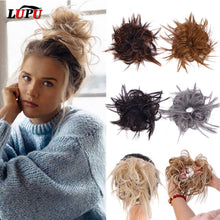 LUPU Synthetic Chignon Messy Scrunchie Elastic Band Hair Bun Straight Updo Hairpiece High Temperture Fiber Natural Fake Hair