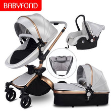 CE standard luxury high landscape stroller gold frame 0-3 years old baby 4 in 1 baby stroller with umbrella and bags 8 gifts