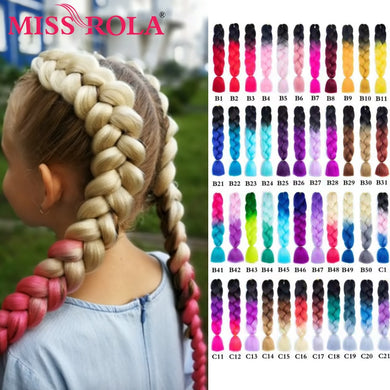 Miss Rola 100g 24 Inch Single Ombre Color Synthetic Hair Extension Crochet Twist Jumbo Braiding Kanekalon Hair