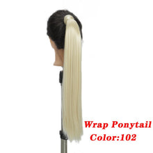 AOSI Straight Clip In Hair Tail False Hair 24" Ponytail Hairpiece With Hairpins Synthetic Pony Tail Hair Extensions For Women