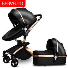 Free ship ! Leather 3 in 1 Baby stroller two-way suspension  2 in 1 Stroller EU safety Car Seat newborn Bassinet send umbrella