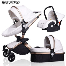 Free ship ! Leather 3 in 1 Baby stroller two-way suspension  2 in 1 Stroller EU safety Car Seat newborn Bassinet send umbrella