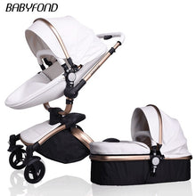 Free ship ! Leather 3 in 1 Baby stroller two-way suspension  2 in 1 Stroller EU safety Car Seat newborn Bassinet send umbrella