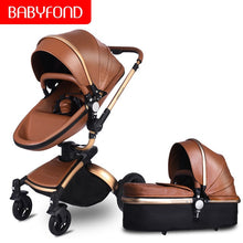 Free ship ! Leather 3 in 1 Baby stroller two-way suspension  2 in 1 Stroller EU safety Car Seat newborn Bassinet send umbrella