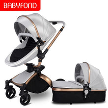 Free ship ! Leather 3 in 1 Baby stroller two-way suspension  2 in 1 Stroller EU safety Car Seat newborn Bassinet send umbrella