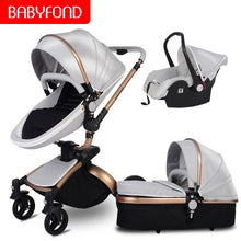 Free ship ! Leather 3 in 1 Baby stroller two-way suspension  2 in 1 Stroller EU safety Car Seat newborn Bassinet send umbrella