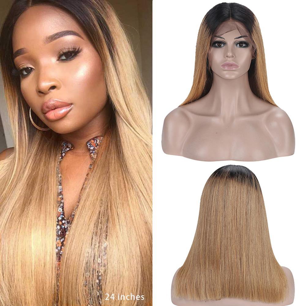 Dejavu Straight Ombre Lace Front Wig Remy Colored 13*4 Lace Front Wig 2 Tone Human Hair Wig Brazilian Straight Wig Human Hair