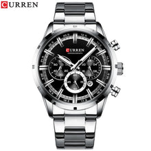 CURREN New Fashion Mens Watches with Stainless Steel Top Brand Luxury Sports Chronograph Quartz Watch Men Relogio Masculino