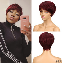 Rebecca Short Cut Straight Hair Wig Peruvian Remy Human Hair Full Wigs For Black Women Brown Red Color Cheap Hair With Bangs Wig